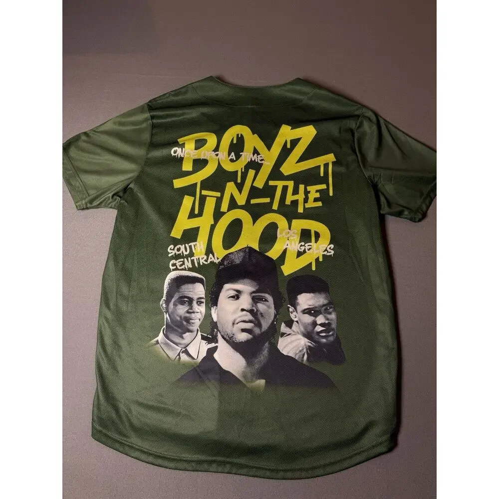 BOYZ N THE HOOD - Men's Short Sleeve Green Jersey Los Angeles Graphic Size XL